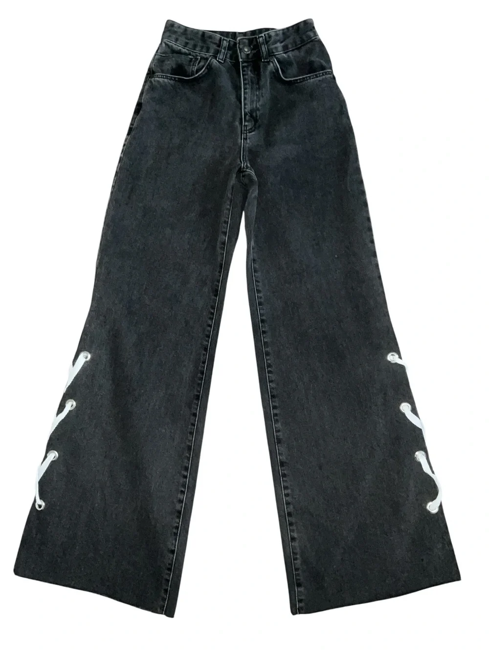 The Ragged Priest Flare Leg Jeans with Lace Up Detail
